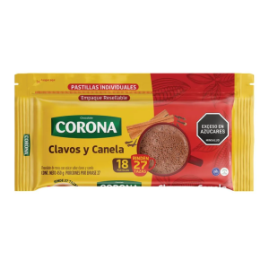 CHOCOLATE CORONA CLAVOS Y CANELA X 450 GRS