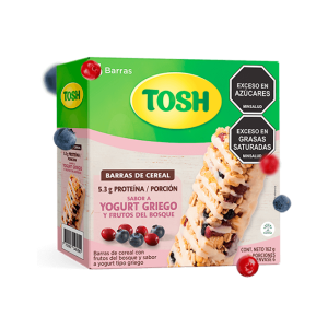 TOSH BARRAS CEREAL YOGURT GRIEGO FRUTOS ROJOS DISPLAY X 6 UND X 27 GR (162 GR)