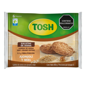 TOSH GALLETAS DE AVENA AJONJOLI Y MIEL X 180 GRS