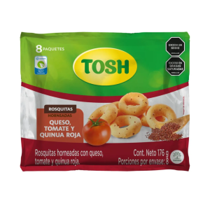 TOSH ROSQUITAS QUESO, TOMATE Y QUINUA ROJA DISPLAY X 6 UND X 22 GR (176 GR)